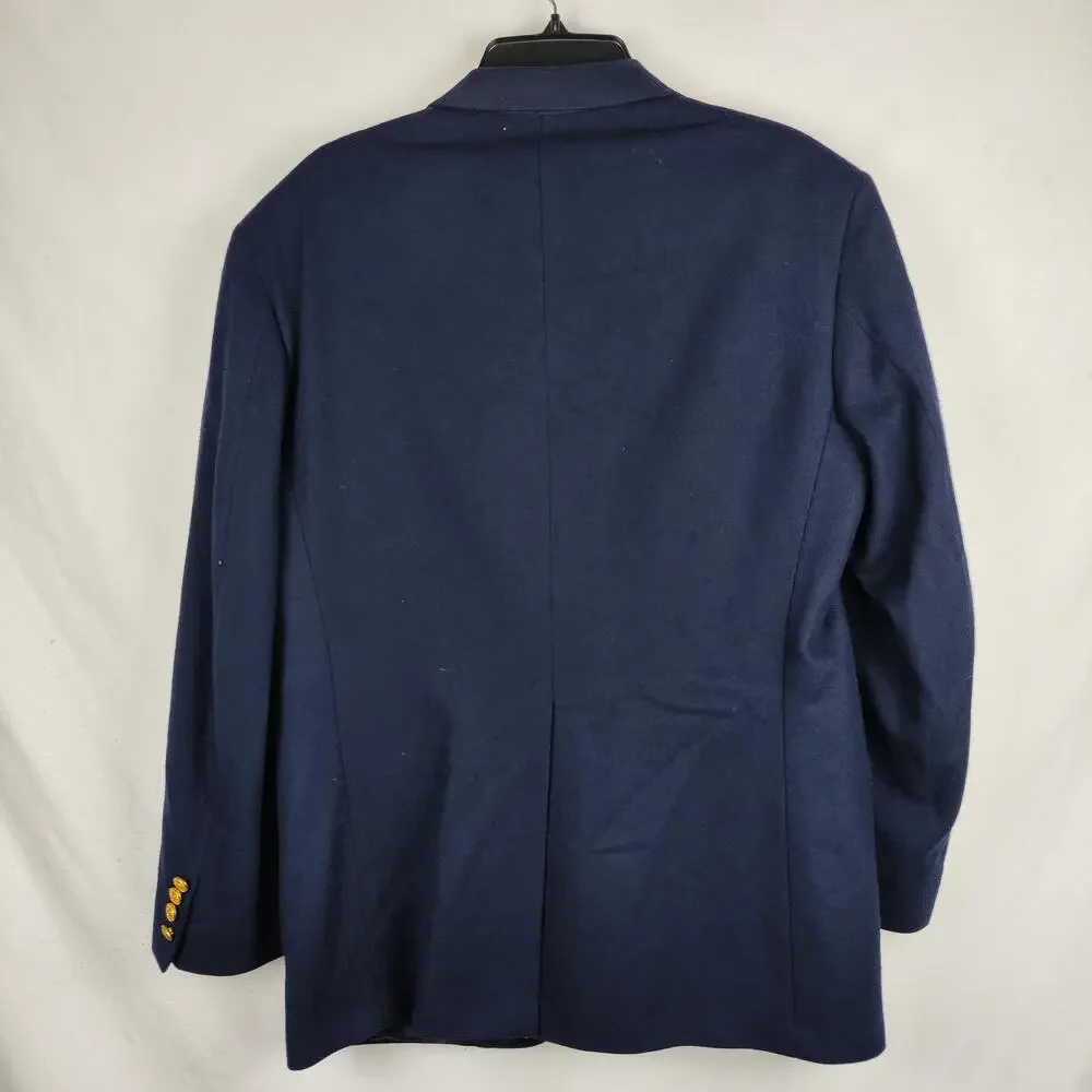 Blazer Mens 40 Blue Wool Gold Button Classic Fit Sport Coat Jacket Notch Lapel